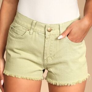NWT Billabong Drift Away Frayed Green Denim Shorts | size 28